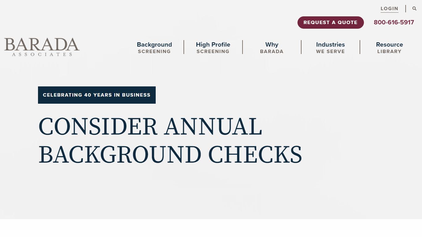 CONSIDER ANNUAL BACKGROUND CHECKS - Barada Associates