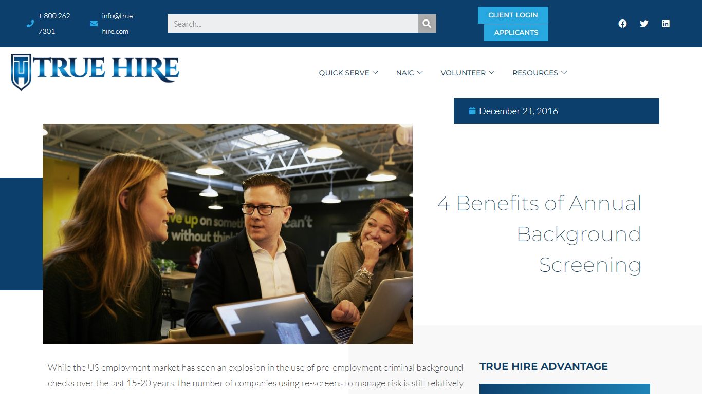 4 Benefits of Annual Background Screening - True Hire