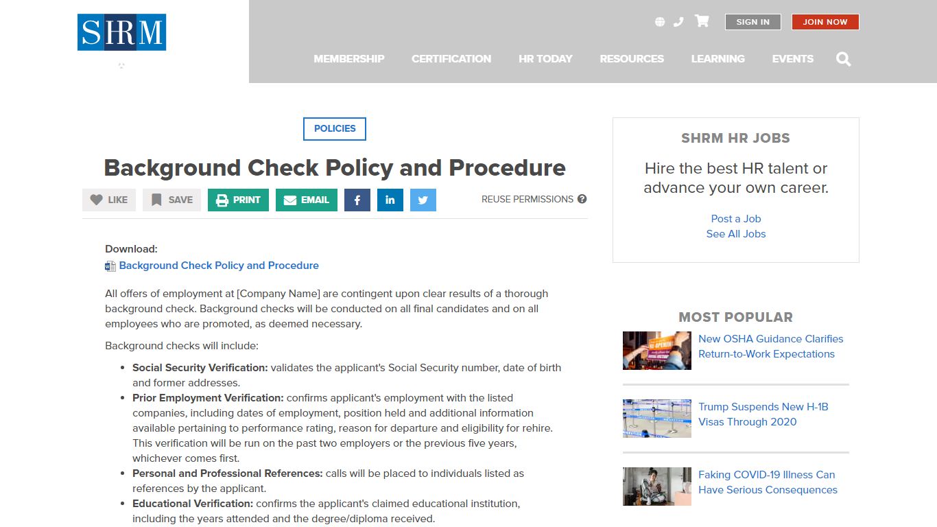 Background Check Policy and Procedure - SHRM